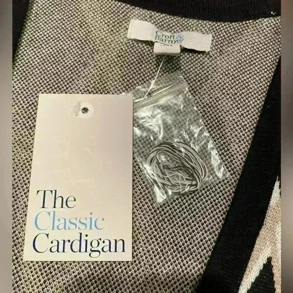 Croft and Barrow NWT Open Cardigan Black White Tan Originally $36 - Picture 6 of 6